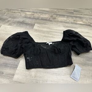 Nordstrom NSR Black Lace Crop Top